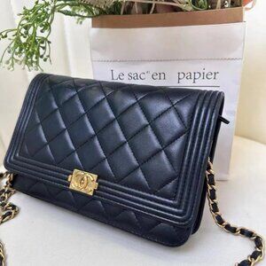 Chanel Lambskin Quilted Long Boy Wallet